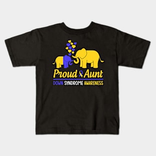 Proud Aunt World Down Syndrome Awareness Day Elephant T21 Kids T-Shirt